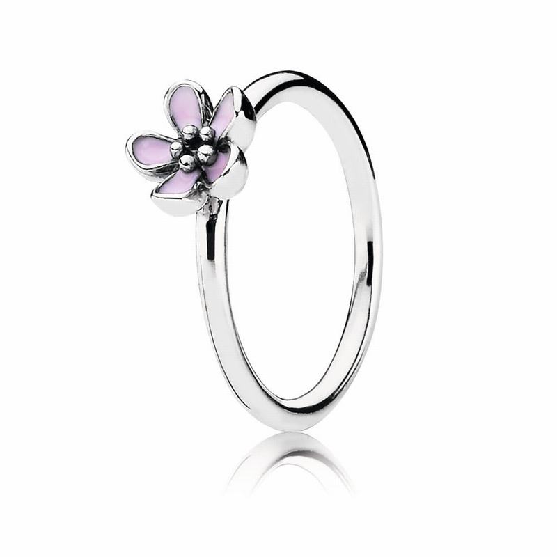 Pandora Cherry Blossom Stackable Ring - Sterling Silver/Enamel/Pink - Canada | TX8451OS